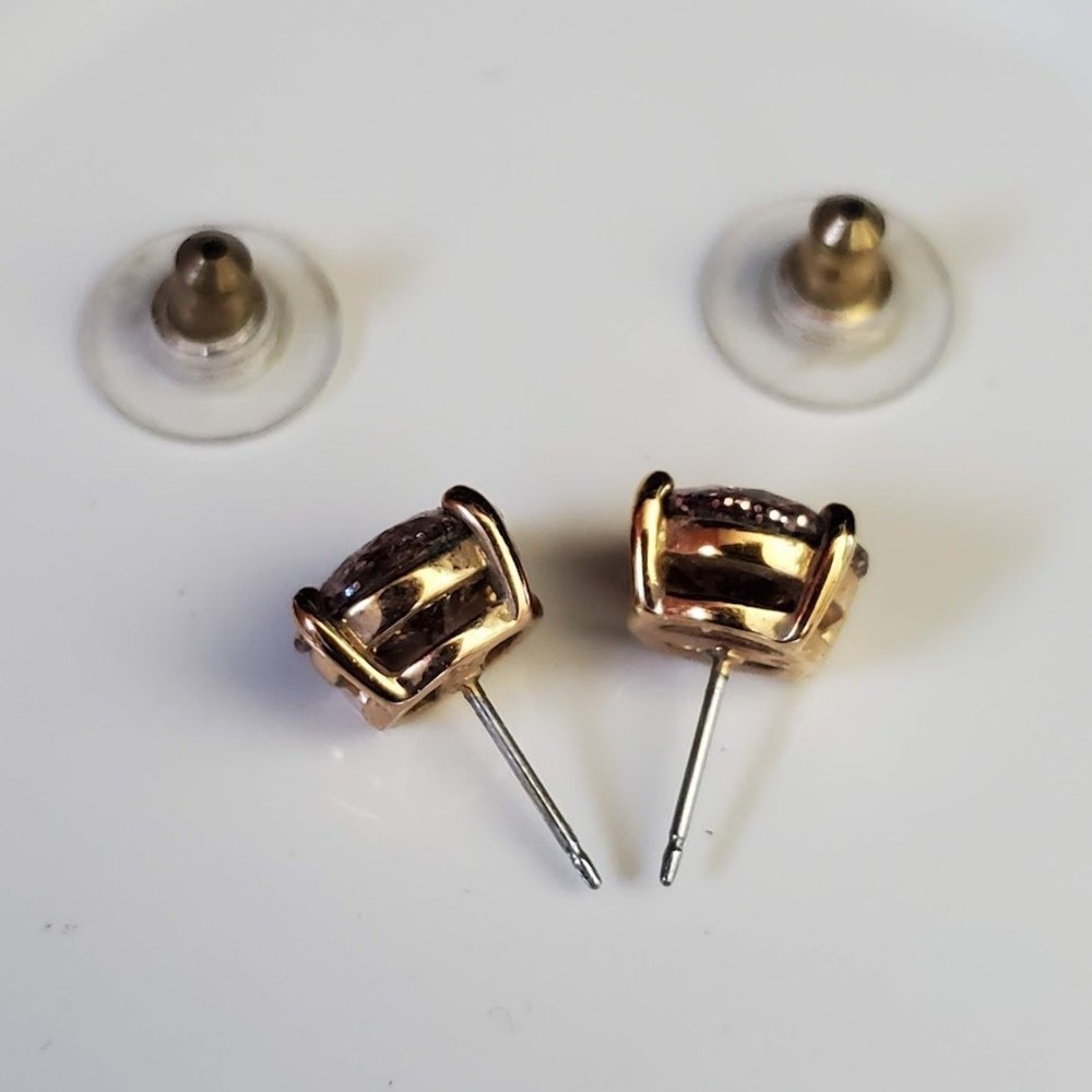 NWT Kate Spade Small Square Gold Glitter Stud Earrings Gold Plated Signed - Picture 5 of 5